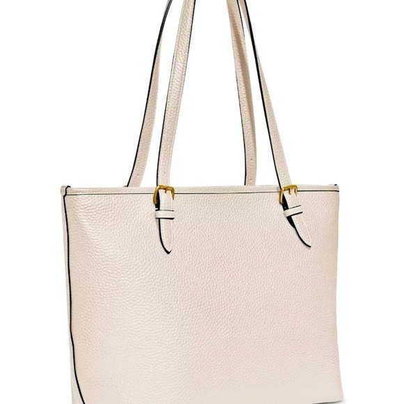 $325 NEW! COACH Luxe Pebbled Leather Medium Taylor Tote in Chalk - Picture 2 of 11